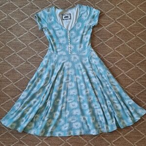 Effie's Heart The Michelle Midi Dress Aqua Blue V-neck